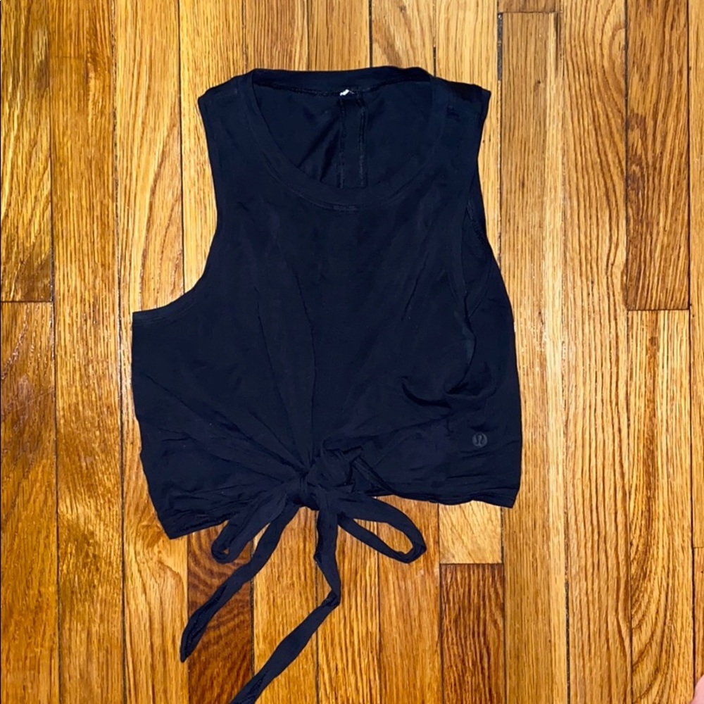 lululemon crop black front tie tank